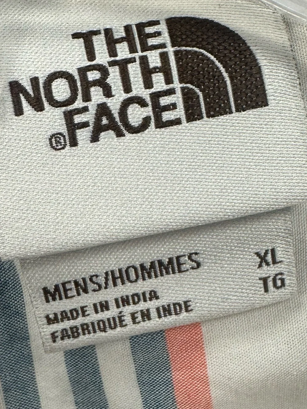 The North Face White Short-Sleeve Button-Down with Blue & Peach Stripes